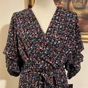 NWT Maison Tara Chacha Sleeve Spot Print Surplice Midi Dress size 18W